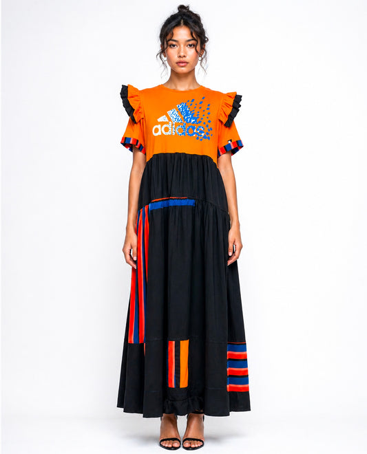 ROBE UPCYCLÉE ADIDAS “ORANGE IMPACT” BY JADDICT - M/L pièce unique