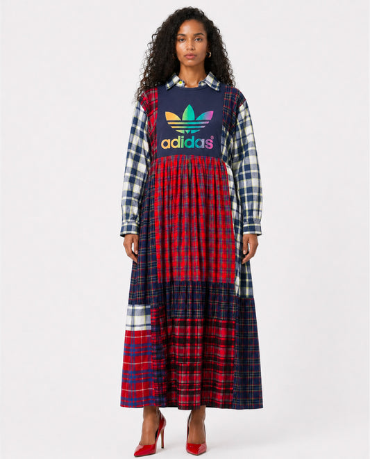 ROBE UPCYCLÉE ADIDAS “RED & BLUE” BY JADDICT - M/L pièce unique